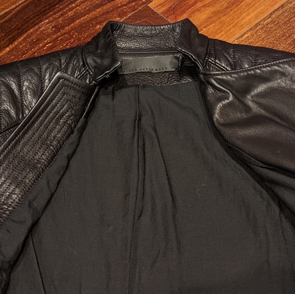 Haider Ackermann tumbled lamb skin leather biker jacket with asymmetric lapel. 0 - Picture 7 of 12